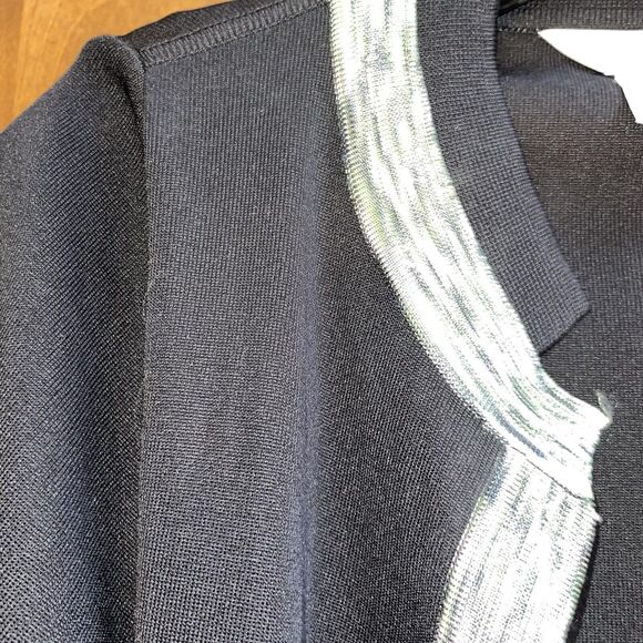 Exclusively Misook Cardigan M Black/Green Trim Long Sleeve Open Front Cardigan` - Picture 6 of 8